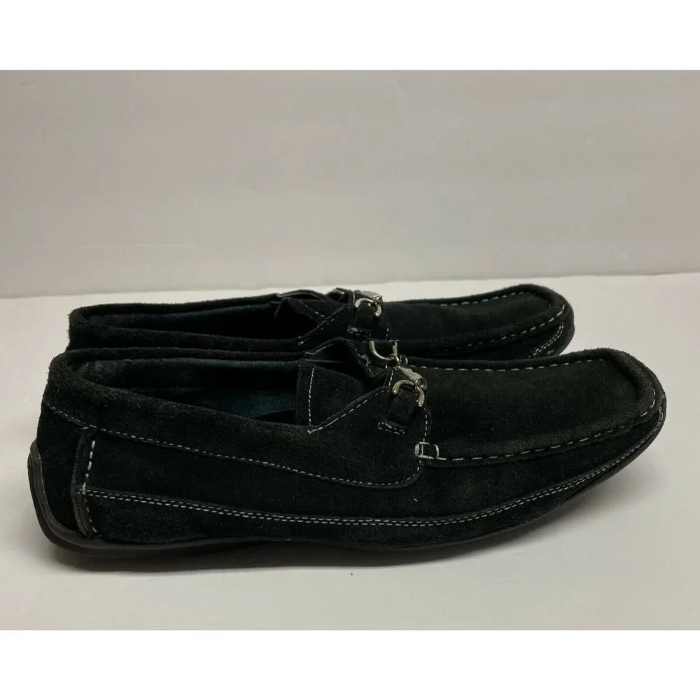 LA Milano Black Leather Loafer step in Men's Boat Shoes Leather Italy Collection